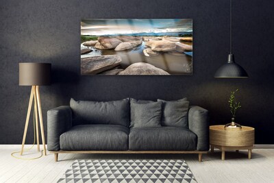 Glass Print Rock landscape grey