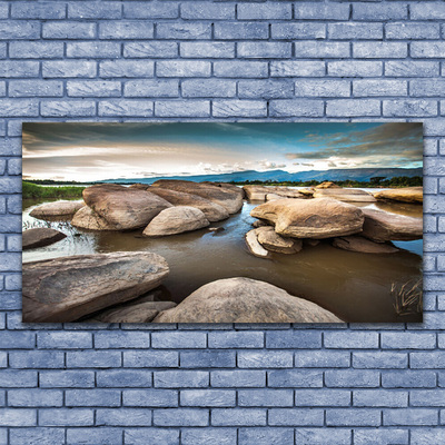 Glass Print Rock landscape grey