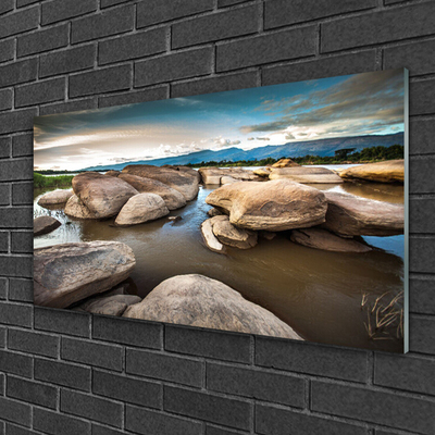 Glass Print Rock landscape grey