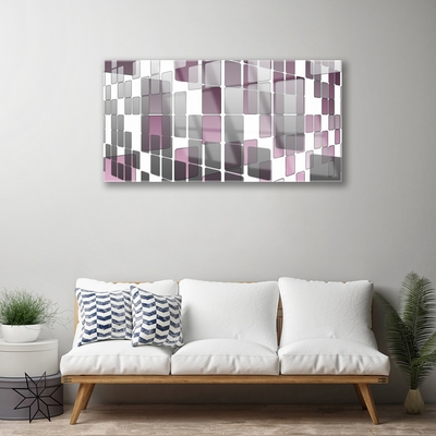 Glass Print Abstract art grey white brown