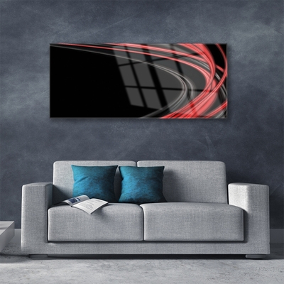 Glass Print Abstract art grey orange black