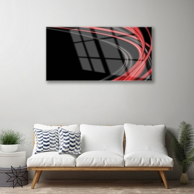 Glass Print Abstract art grey orange black