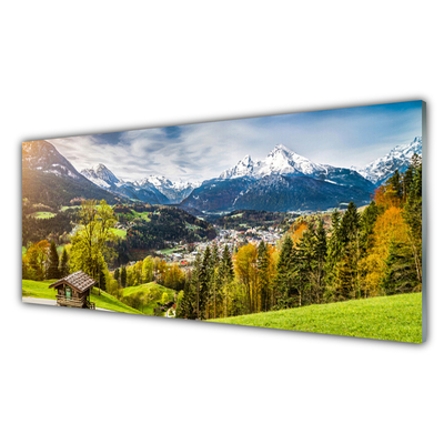 Glass Print Alps landscape green blue