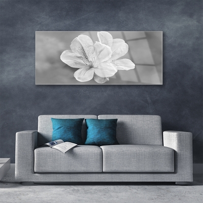 Glass Print Flowers floral white grey