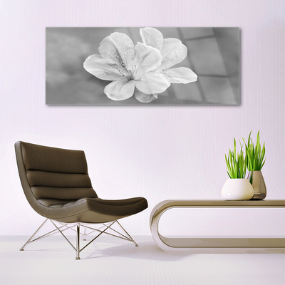 Glass Print Flowers floral white grey