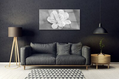 Glass Print Flowers floral white grey