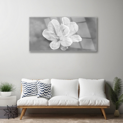 Glass Print Flowers floral white grey