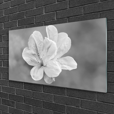 Glass Print Flowers floral white grey