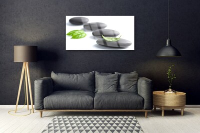 Glass Print Stones art black green white