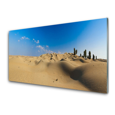 Glass Print Desert landscape yellow blue