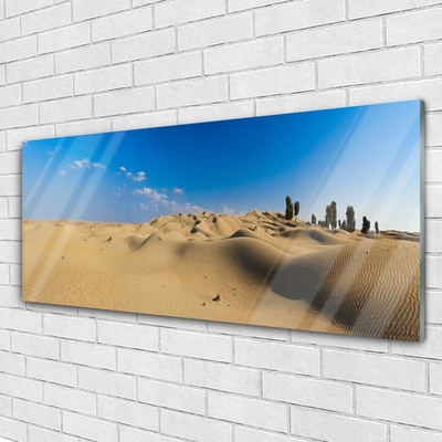 Glass Print Desert landscape yellow blue