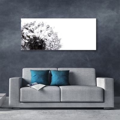 Glass Print Dandelion floral grey white