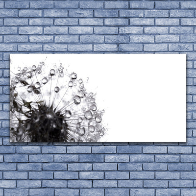 Glass Print Dandelion floral grey white