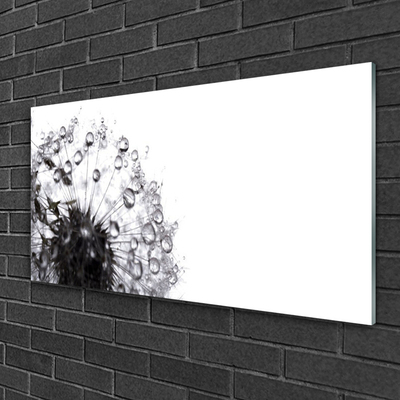 Glass Print Dandelion floral grey white