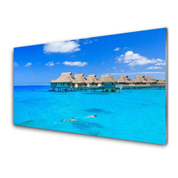 Glass Print Sea architecture blue