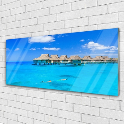 Glass Print Sea architecture blue