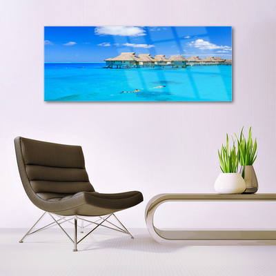 Glass Print Sea architecture blue