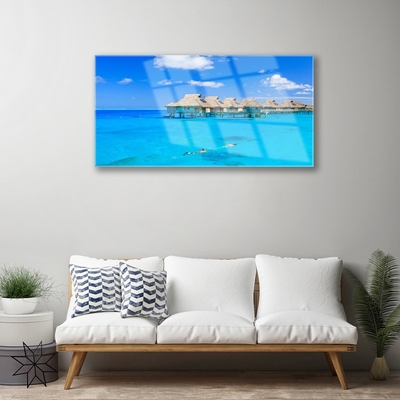 Glass Print Sea architecture blue