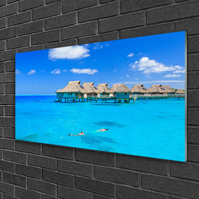 Glass Print Sea architecture blue