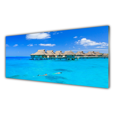 Glass Print Sea architecture blue