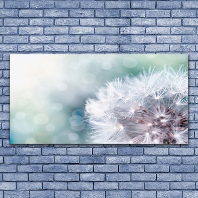 Glass Print Dandelion floral white blue