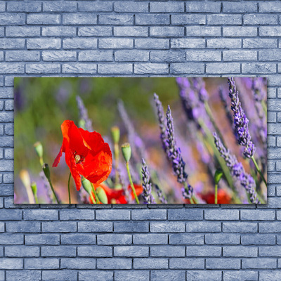 Glass Print Flowers floral red purple green