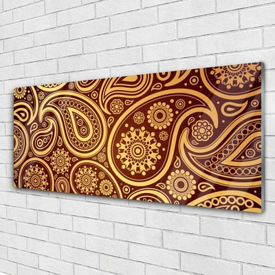 Glass Print Abstract art yellow brown