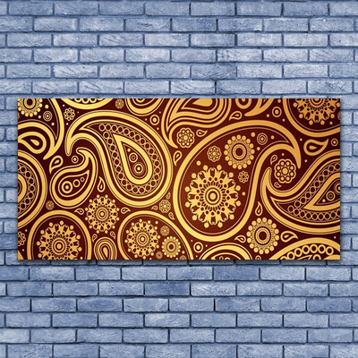 Glass Print Abstract art yellow brown