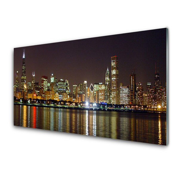 Glass Print City houses grey yellow multi