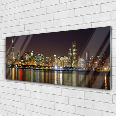 Glass Print City houses grey yellow multi