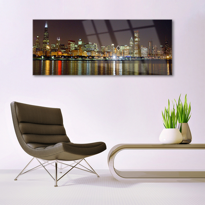 Glass Print City houses grey yellow multi