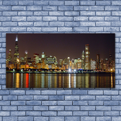Glass Print City houses grey yellow multi