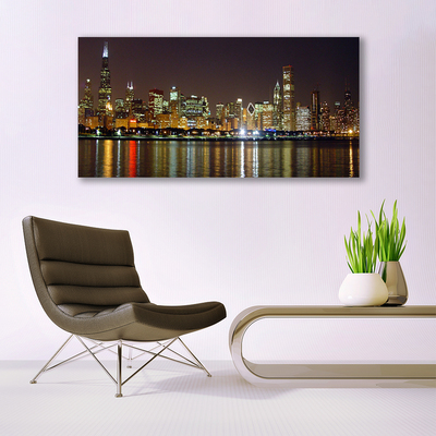 Glass Print City houses grey yellow multi