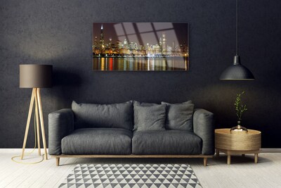 Glass Print City houses grey yellow multi