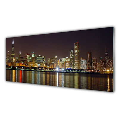 Glass Print City houses grey yellow multi
