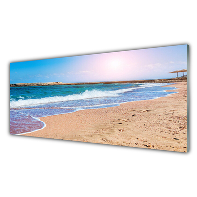Glass Print Ocean beach landscape blue brown