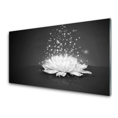 Glass Print Flower floral white grey