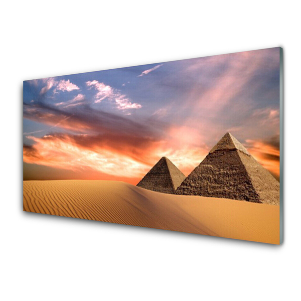 Glass Print Desert pyramids architecture yellow