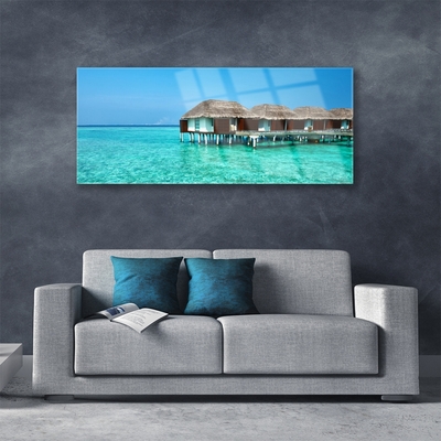 Glass Print Sea architecture blue