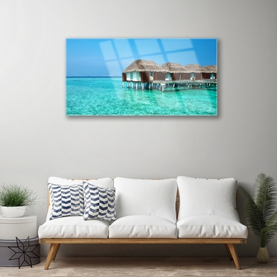 Glass Print Sea architecture blue