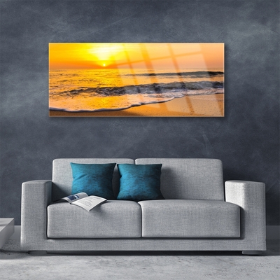 Glass Print Sea landscape yellow