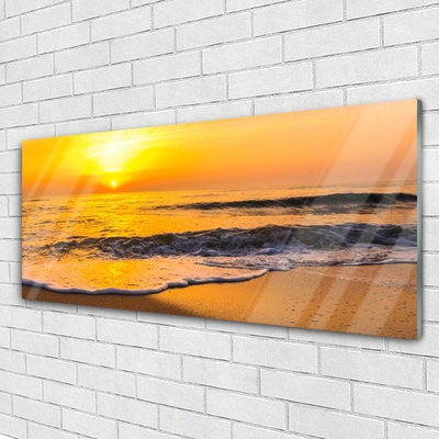 Glass Print Sea landscape yellow