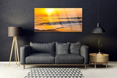 Glass Print Sea landscape yellow