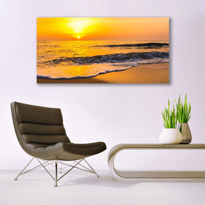 Glass Print Sea landscape yellow