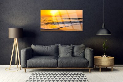 Glass Print Sea landscape yellow