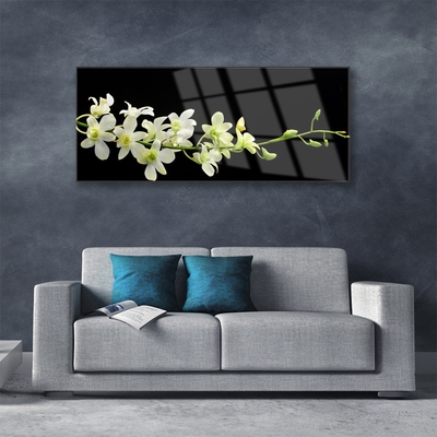 Glass Print Flowers floral white green