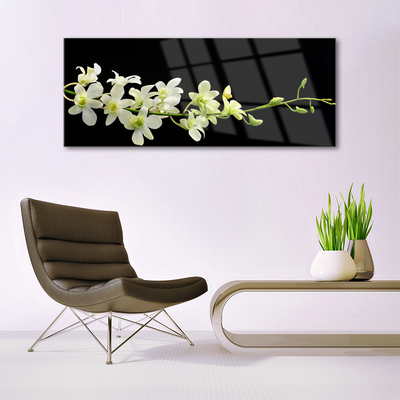 Glass Print Flowers floral white green