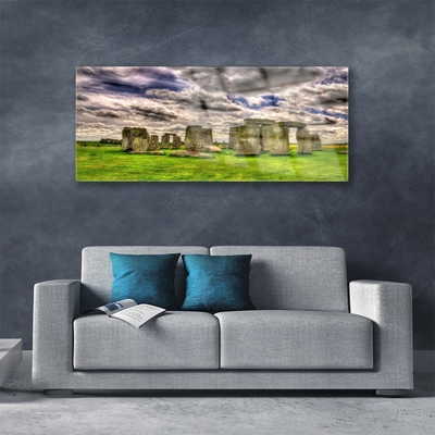 Glass Print Stones landscape grey green