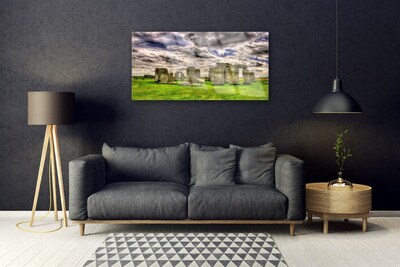 Glass Print Stones landscape grey green