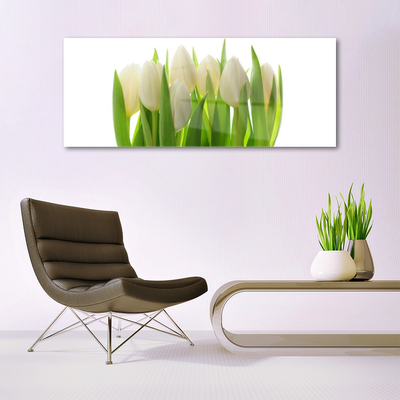 Glass Print Tulips floral white green